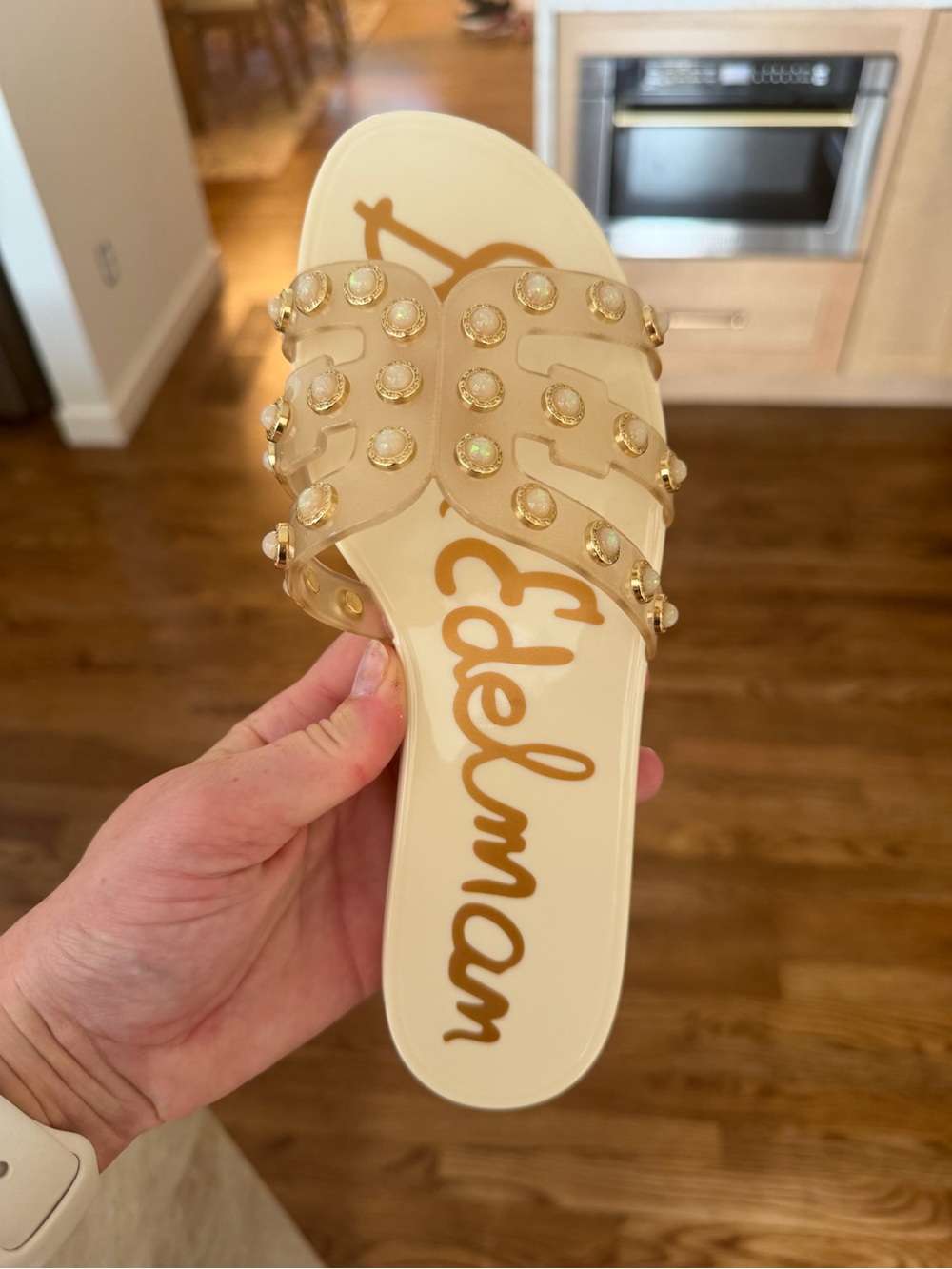 Sam Edelman Champagne Crystal-Embellished Jelly Slide - Picture 4 of 4